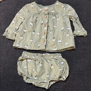 Baby Floral Green Outfit Set